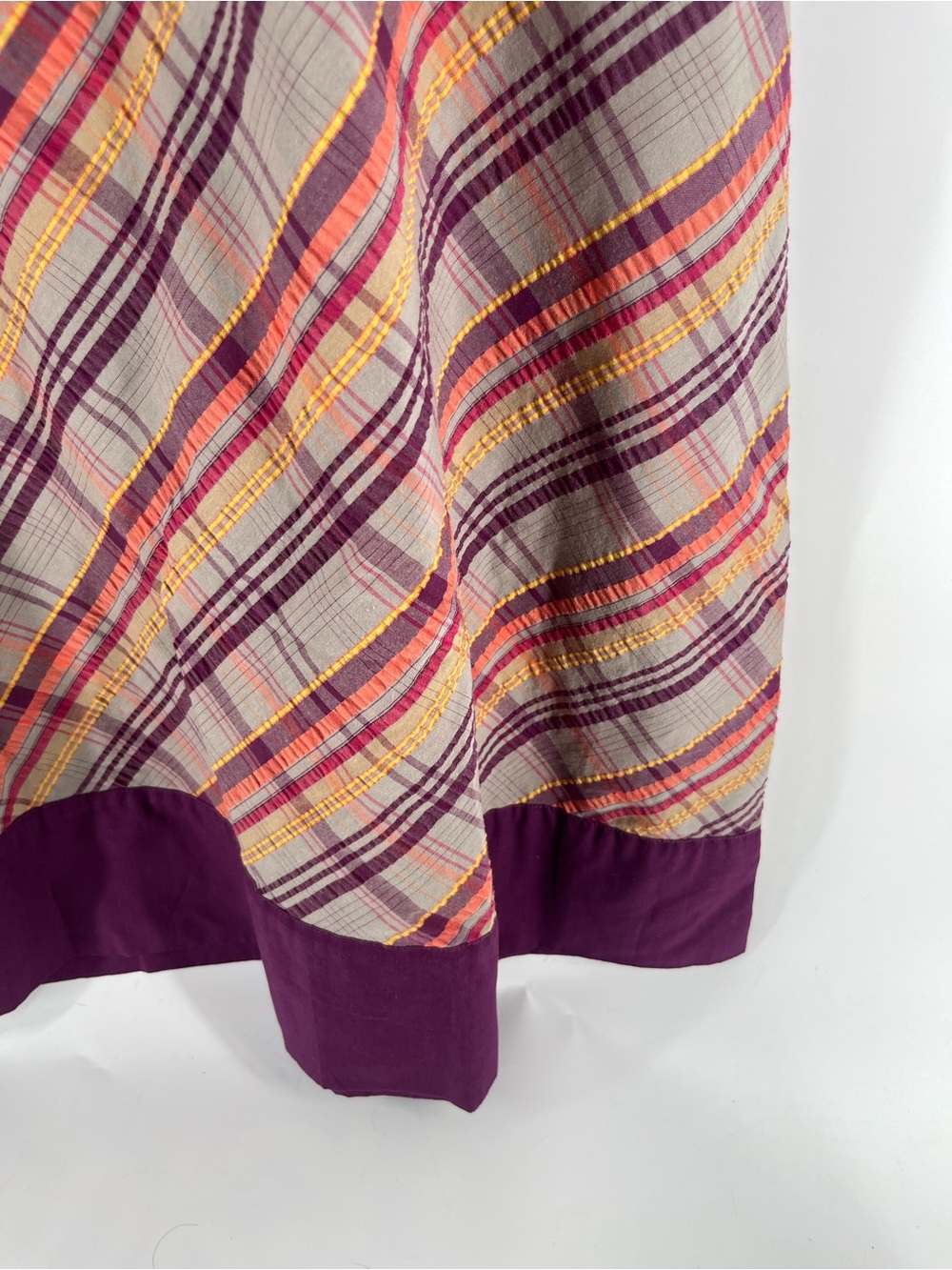 Patagonia Plaid Dress Size 10 Organic Cotton Empire Waist Sleeveless Purple - Picture 6 of 11